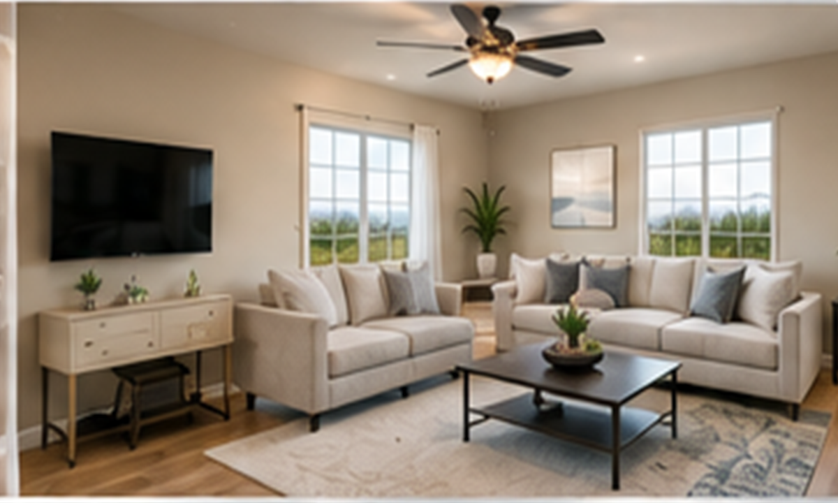 Front room finish reference with warm neutral walls and LVP flooring
